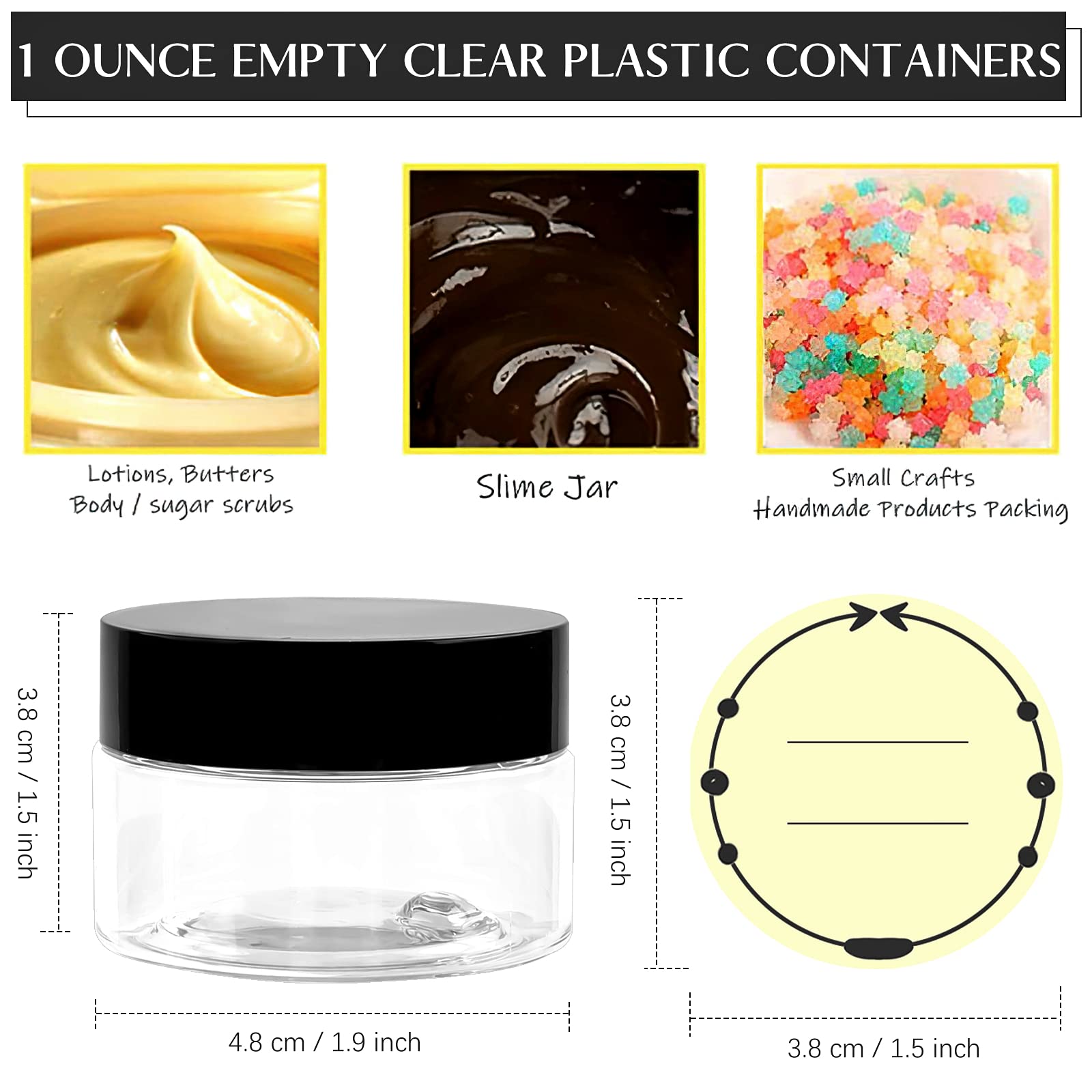 36 Pack 1 Oz Small Plastic Container Jars With Lids And Labels Bpa Free, Tuzazo Empty Round Clear Cosmetic Containers Plastic Sl